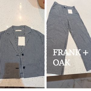 BNWT OAK + FORT Estate Blue Gingham Two Piece Set 100% Cotton